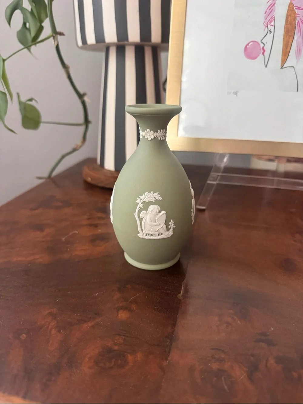 Wedgwood jasperware sage green vase